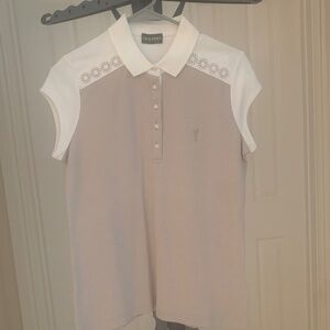 Golfino Tan/Ivory Golf Polo Top sz 8